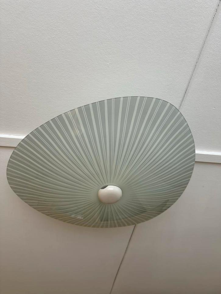 Vintage glazen plafondlamp, Huis en Inrichting, Lampen | Plafondlampen, Gebruikt, Glas, Ophalen