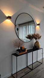 Spiegel ø120 cm - rond metalen lijst zwart XXL, Huis en Inrichting, Tafels | Sidetables, Ophalen, Minder dan 25 cm, Rond, 100 tot 150 cm