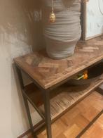 Mango houten dressoir/halmeubel met metalen frame, Ophalen, Gebruikt, 100 tot 150 cm, 25 tot 50 cm
