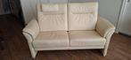 Gebroken witte leren 2-zitsbank, Huis en Inrichting, Banken | Sofa's en Chaises Longues, Ophalen, Gebruikt, 150 tot 200 cm, Tweepersoons