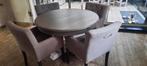 Eet kamertafel met 4 stoelen rond / ovaal, Huis en Inrichting, Tafels | Eettafels, Gebruikt, Ophalen of Verzenden, Ovaal