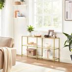 Sidetable/kast goudkleurig metaal en glas, Ophalen, Zo goed als nieuw, 50 tot 100 cm, Minder dan 100 cm