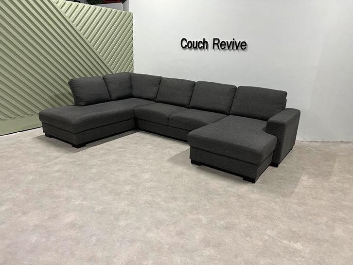 GRATIS LEVERING Z.G.A.N antraciete u-bank 340x215 Gereinigd, Huis en Inrichting, Banken | Bankstellen, Zo goed als nieuw, Vierpersoons of meer