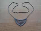 zilveren ketting met hanger met heldere steentjes [257], Verzenden, Zo goed als nieuw, Met kristal, Zilver