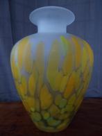 Vaas Tarnowiec Art Glass frosted geel, Ophalen of Verzenden