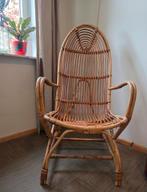 Rotan, bamboe stoel met schapenvacht, Huis en Inrichting, Stoelen, Ophalen, Gebruikt, Bruin, Eén
