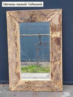 Spiegel 95 x 63 met stoere oud eiken wagonplanken lijst, Huis en Inrichting, Ophalen, Nieuw, Minder dan 100 cm, Rechthoekig