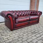 Chesterfield bank Birmingham, grote loungebank rood leer., Huis en Inrichting, Ophalen, Gebruikt, Leer, 200 tot 250 cm