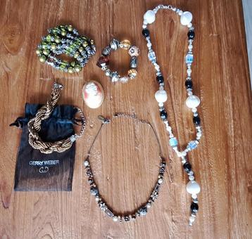 Sieraden pakket 6 stuks 3 armbanden 2 kettingen 1 broche beschikbaar voor biedingen