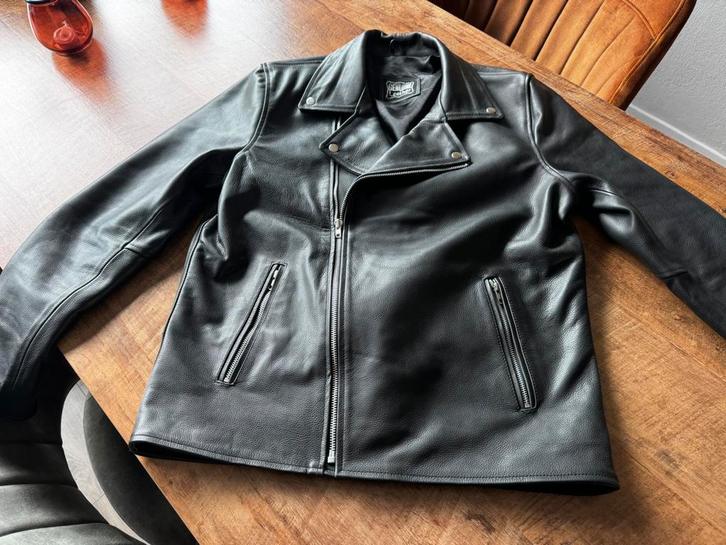 Zwarte leren bikerjas heren maat XL NIEUW, Kleding | Heren, Jassen | Winter, Nieuw, Maat 56/58 (XL), Zwart, Ophalen of Verzenden