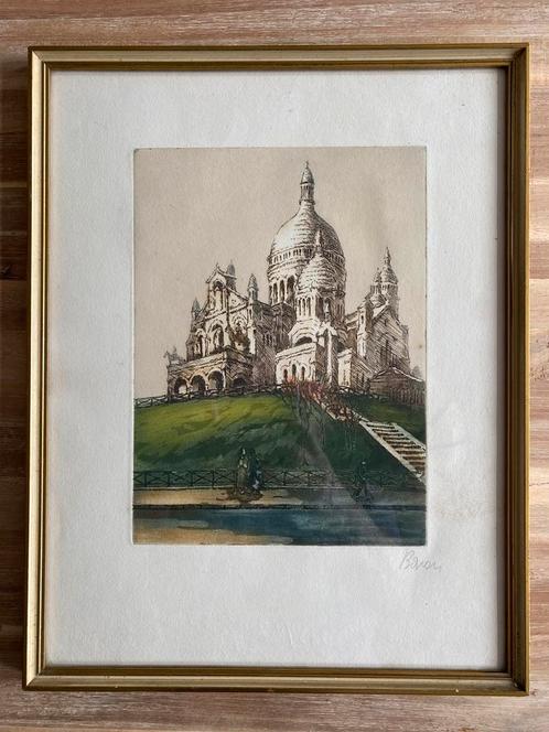 Kunstwerk Montmartre Parijs Marcel Julien Baron, Antiek en Kunst, Kunst | Etsen en Gravures, Ophalen of Verzenden