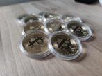 10 Bitcoin munten in capsule, Setje, Goud, Overige landen, Verzenden