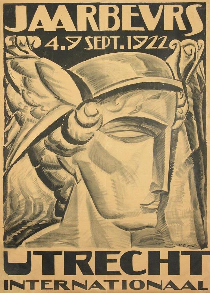 Affiche Jaarbeurs Utrecht 1922, Verzamelen, Posters, Gebruikt, Reclame, Deurposter of groter, Rechthoekig Staand, Ophalen of Verzenden