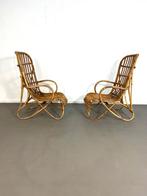 vintage design rotan fauteuils Rohé Noordwolde, jaren 60, Ophalen, Gebruikt, 75 tot 100 cm, 50 tot 75 cm