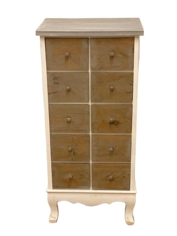 Ladekast - Brocante look - Bruin/ wit - NIEUW, Huis en Inrichting, Kasten | Ladekasten, Nieuw, Minder dan 100 cm, 50 tot 100 cm