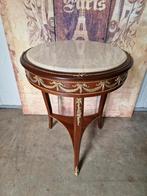 Klassieke Bijzettafel met Marmeren Blad, Huis en Inrichting, Tafels | Bijzettafels, Gebruikt, Klassiek, Rond, 60 cm of meer