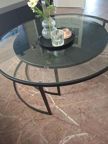 Salontafel rond glas en metaal - Nieuwstaat beschikbaar voor biedingen