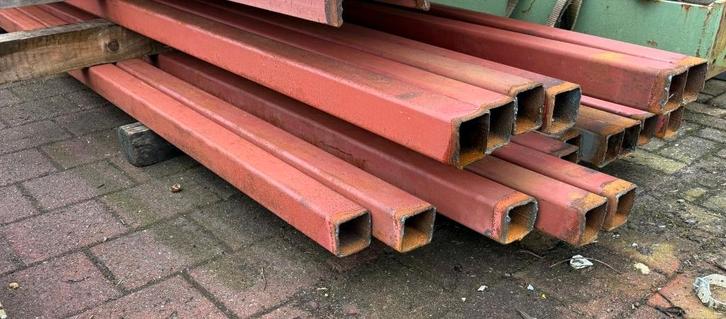 Metalen kokers, 80x80, en 10x10, Doe-het-zelf en Verbouw, Metalen, Gebruikt, IJzer, Ophalen
