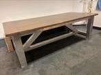 Industriele tafel met houten blad, Huis en Inrichting, Tafels | Sidetables, Ophalen, Zo goed als nieuw, 25 tot 50 cm, Rechthoekig