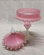 Murano Opaline Bonbonnière Roze/Wit, Ophalen of Verzenden