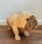 Handgemaakte suar-houten franse bulldog - middel +/-40cm, Antiek en Kunst, Kunst | Beelden en Houtsnijwerken, Ophalen of Verzenden