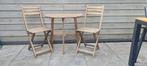 Ikea tuin tafel + 2 klapstoelen, Ophalen, Gebruikt, Rond, Hout