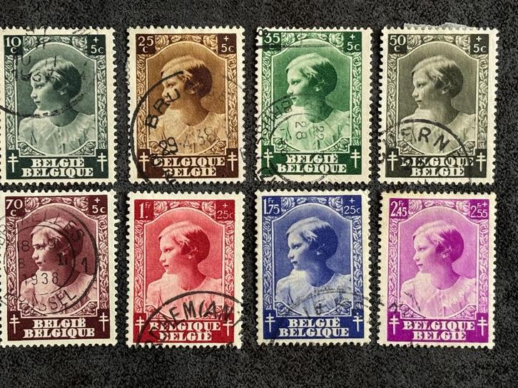 1937 OBP 458-465 TBC bestrijding Pr Josephine-Charlotte, Postzegels en Munten, Postzegels | Europa | België, Gestempeld, Frankeerzegel
