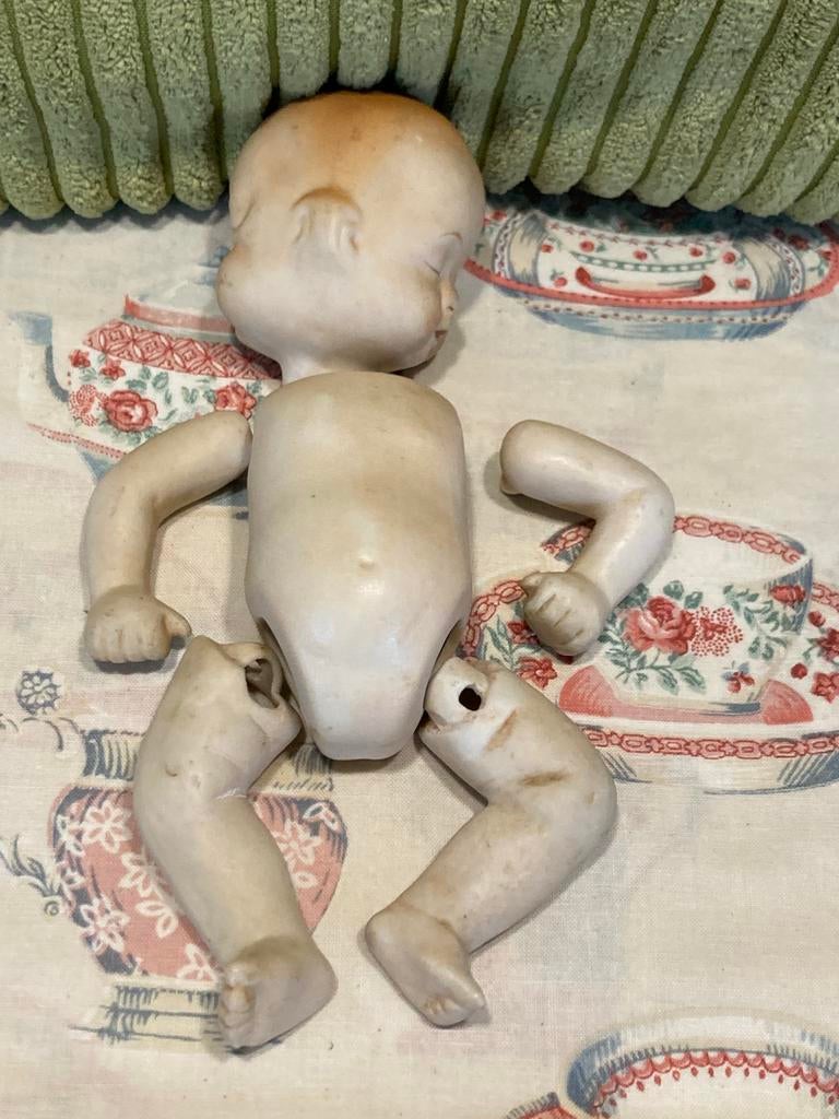 Antiek Frans Bisque poppetje, 2 gezichten (190226c), Ophalen of Verzenden