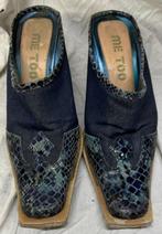 Cowboy muiltjes, me too, blauw/bruin, maat 7 1/2 (39 eu), Kleding | Dames, Schoenen, Ophalen, Blauw, Gedragen, Sandalen of Muiltjes