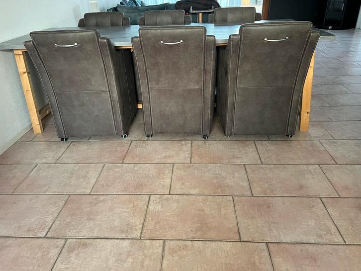 6 eetkamer stoelen grijs, Huis en Inrichting, Stoelen, Zo goed als nieuw, Vijf, Zes of meer stoelen, Grijs, Ophalen