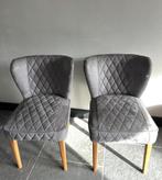 2 Grijze Eetkamerstoelen Landelijke Stijl, Huis en Inrichting, Twee, Ophalen of Verzenden, Zo goed als nieuw, Grijs