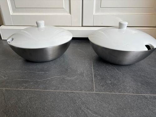 2 x serveerschaal rvs met porseleinen deksel IKEA, nieuw, Huis en Inrichting, Keuken | Servies, Nieuw, Schaal of Schalen, Overige stijlen