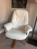 Aangeboden Hjort Knudsen Leren Relaxstoel - Wit, Huis en Inrichting, Fauteuils, Ophalen, Gebruikt, Leer, 75 tot 100 cm