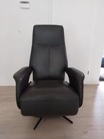 Relaxfauteuil zwart leer Nieuwstaat!, Ophalen, Zo goed als nieuw, 50 tot 75 cm, Leer