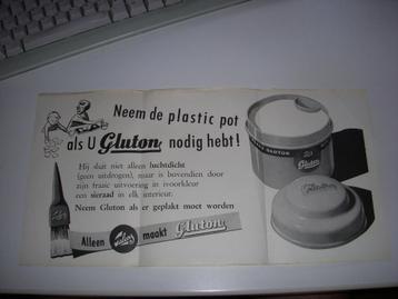 Oude raamposter GLUTON lijm van Talens jaren 50 beschikbaar voor biedingen