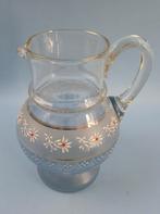 Kristallen Victoriaanse glazen kan met geëmailleerd decor, Antiek en Kunst, Antiek | Glas en Kristal, Ophalen of Verzenden