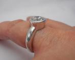 Zilveren massieve Zinzi ring met steen maat 17.75 nr.015, Sieraden, Tassen en Uiterlijk, Ringen, 17 tot 18, Ophalen of Verzenden