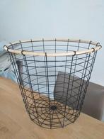 Opbergmand, Draadmand Zwart Metaal Bamboe izgst, Ophalen of Verzenden