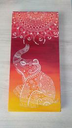 Mandala olifant hand geschilderd schilderij op hout, Ophalen, Minder dan 50 cm, Zo goed als nieuw, Schilderij