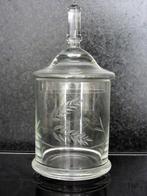 Oud glazen gegraveerd potje, Verzamelen, Glas en Borrelglaasjes, Verzenden, Overige typen