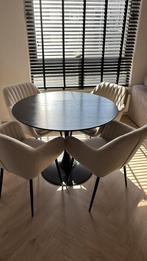 Zwarte ronde eettafel, Huis en Inrichting, Tafels | Eettafels, Ophalen, Rond, 50 tot 100 cm, Zo goed als nieuw