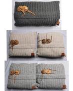 5x Knit factory Aran kussens grijs/antraciet/beige met knoop, Grijs, Rechthoekig, Ophalen of Verzenden, Zo goed als nieuw