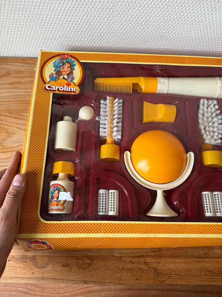 Vintage Retro Speelgoed Kaptafelset, Spiegel, Fohn, Borstel, Kinderen en Baby's, Speelgoed | Poppen, Gebruikt, Overige typen, Ophalen of Verzenden
