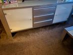 Dressoir metaal met melkglas, Ophalen of Verzenden, Zo goed als nieuw, 25 tot 50 cm, Metaal