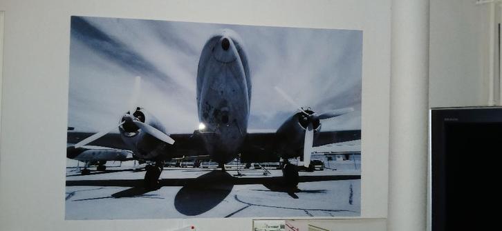 T.K. grote foto  2 motorig propeller vracht vliegtuig lucht, Huis en Inrichting, Woonaccessoires | Schilderijen, Tekeningen en Foto's