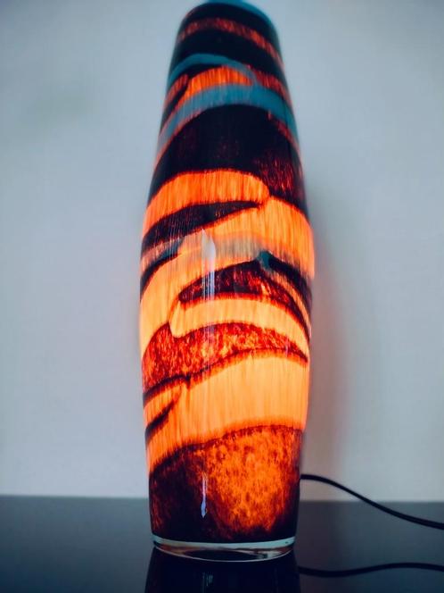 Italie Murano Tafellamp Glas Mocca Petrol Caramel 1990, Huis en Inrichting, Lampen | Tafellampen, Ophalen of Verzenden