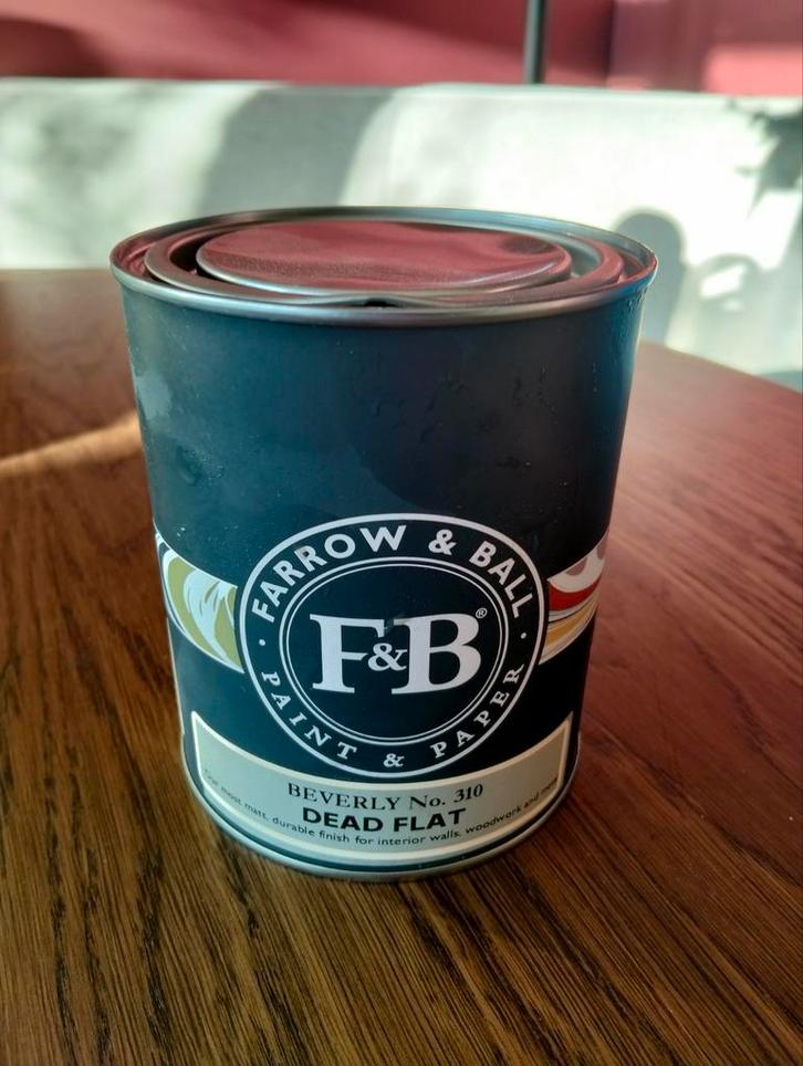 Farrow & Ball Beverly No. 310 Verf ongebruikt, Doe-het-zelf en Verbouw, Verf, Beits en Lak, Zo goed als nieuw, Verf, Minder dan 5 liter