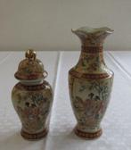 2 vazen Satsuma aardewerk met Geisha, Antiek en Kunst, Ophalen of Verzenden