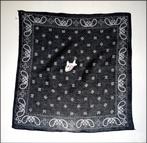 Zakdoek Zwart  met witte walvis - Zwarte sjaal met applicati, Sjaal, Zo goed als nieuw, Verzenden
