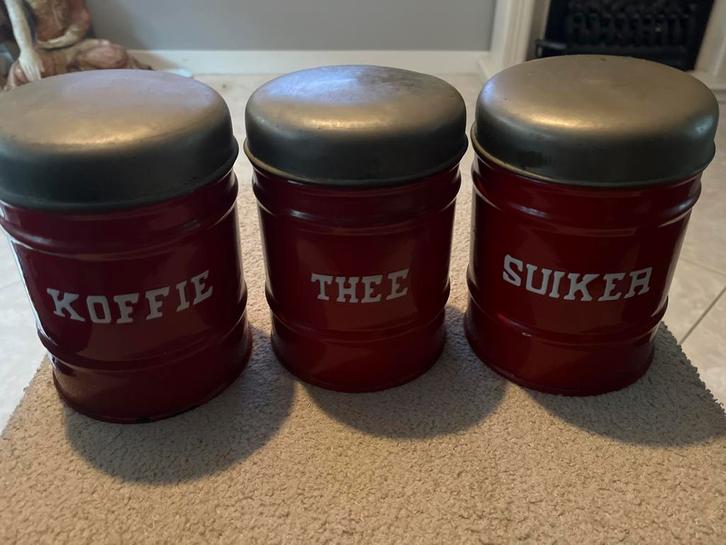 Antieke voorraadbussen: Koffie, Thee, Suiker, Huis en Inrichting, Keuken | Keukenbenodigdheden, Gebruikt, Ophalen of Verzenden